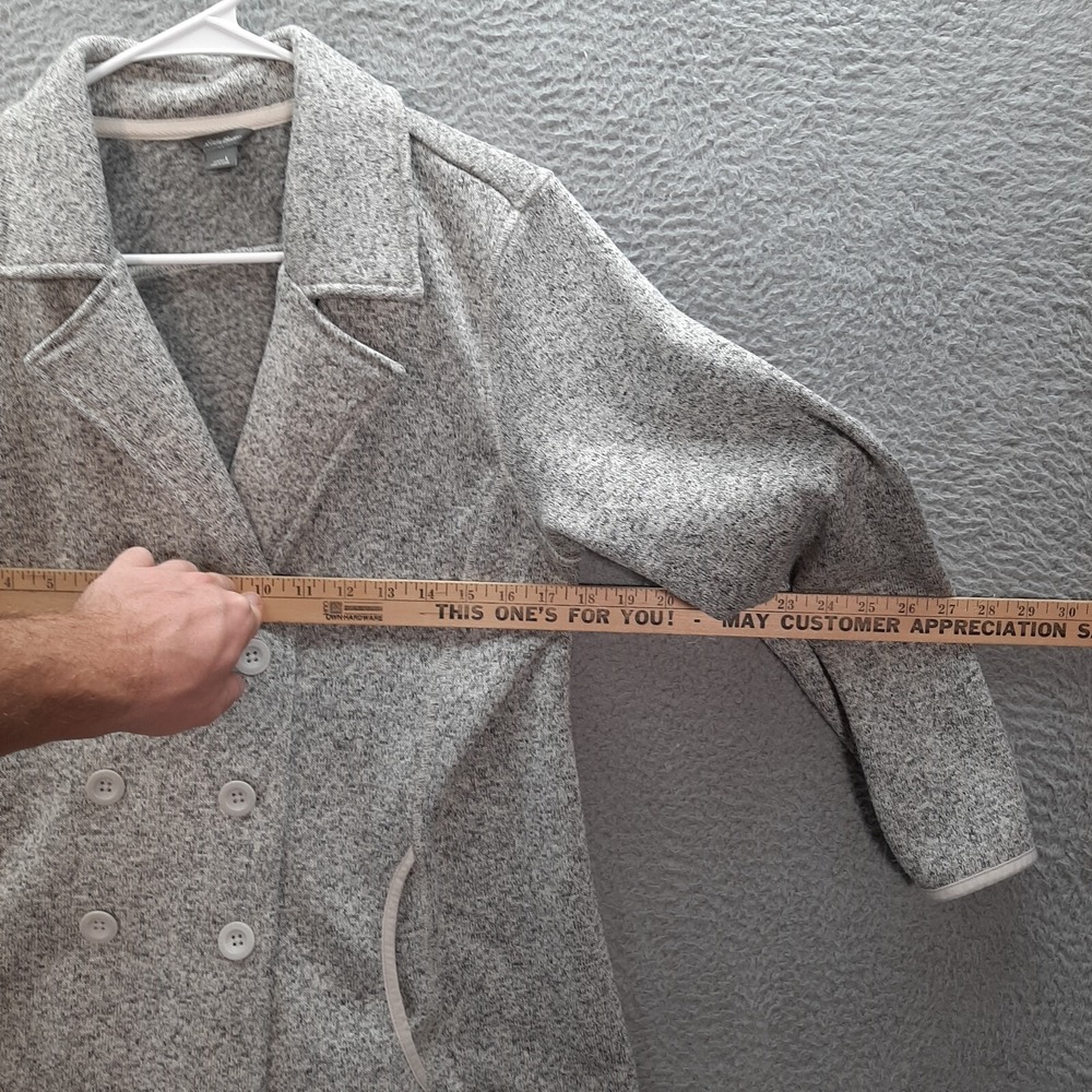 Eddie Bauer Jacket Womens Large Gray Double Breasted Fleece Coat Workwear Preppy - Picture 3 of 9